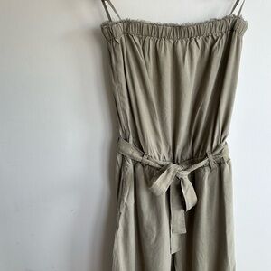 Cloth & Stone Anthropologie Strapless Sage Green Wide Leg Jumpsuit Romper S